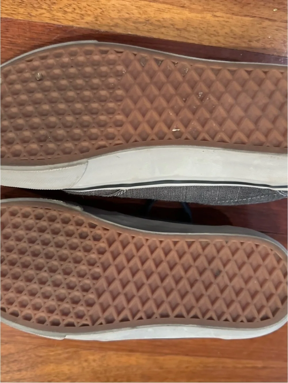 Vans Gray Canvas Low-Top Sneakers with Tan Heel Tab